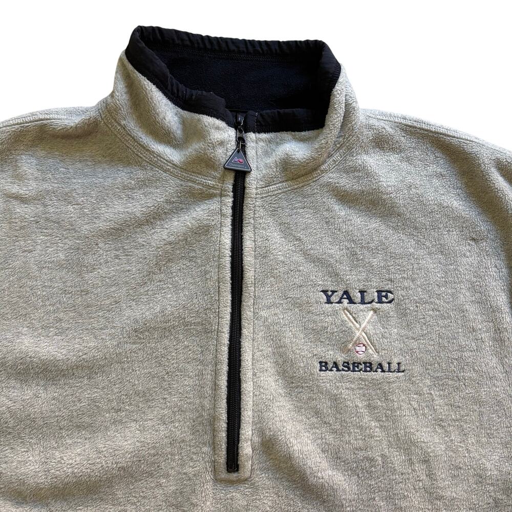 Yale Baseball Men’s 1/2 Zip Fleece Jacket Gray Vintage NCAA Ivy League Men’s XL